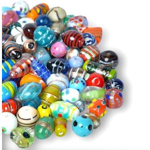 Craft Attic 1 LB Bag of Assorted Glass Beads for Jewelry Making, Lampwork Murano Bead Mix for Bracelets and Necklaces, Crafting Beads Supplies Kit, Large & Small Beads (Assorted 200)
