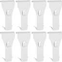 Ripeng 8 Pieces Brick Wall Clips and Hooks for Hanging Outdoors No Drill, Brick Hangers Fit 2-1/4 to 2-3/8 Inch Hooks to Hang Wall Decor, Pictures, Christmas Decorations Hangers (White)