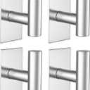 VAEHOLD Wall Towel Hooks, Heavy Duty Sticky Holder Waterproof Towel Hooks for Hanging Coat, Clothes, Closet Hook Wall Mount for Kitchen (Silver, 4 Pack)