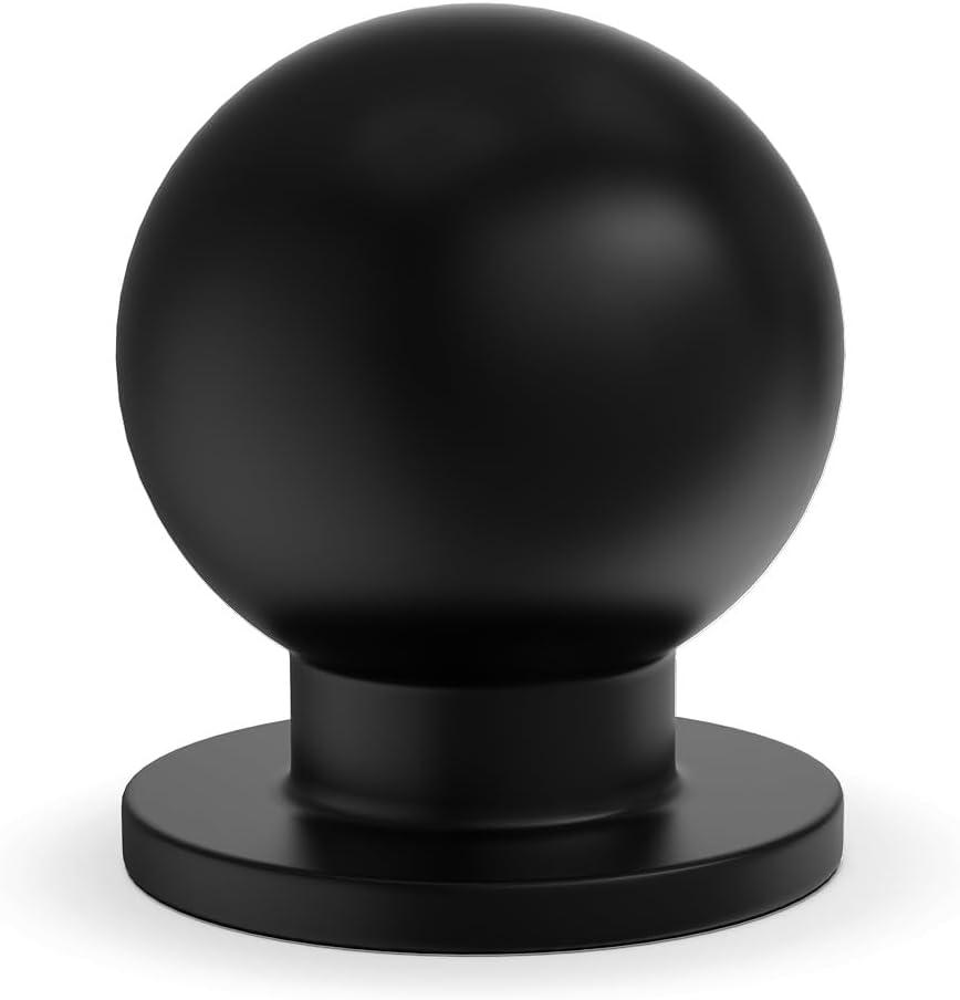 homdiy 10 Pack Black Cabinet Knobs, Kitchen Drawer Handles Round Ball Matte Hardware for Dresser, 1 Inch Single Hole Pulls