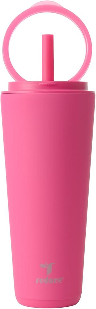 Reduce Halo 32 oz Stainless Steel Vacuum Insulated Tumbler - Spill Proof Travel Mug with Flip Handle Lid - Keeps Drinks Cold for 32 Hrs - Dishwasher Safe - Cupholder Friendly - Dragon Fruit