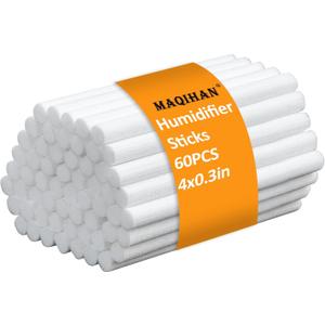 60PCS Humidifier Stick Filter Refill - Mini Air Diffuser Pure Wicks Refill Cotton Filter Sticks Replacement Wicks for Small Portable Humidifier Diffuser in Office Bedroom Home, 4in
