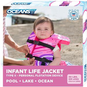 Oceans 7 US Coast Guard Approved Life Jacket for Infant, Kids, Youth,  Type II & III Vest, Personal Flotation Device (Pink/Berry  Infant)