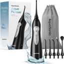 AquaSonic Aqua Flosser - Cordless Rechargeable Water Flosser for Teeth - Waterproof, Portable Oral Irrigator for Dental Cleaning with 5 Jet Tips  Braces Home Travel (Black)