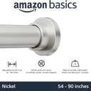 Amazon Basics No Drill Adjustable Indoor Outdoor Tension Curtain Rod, 54-90" Length, Nickel