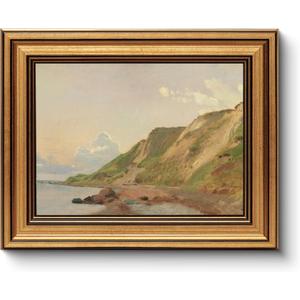 WHASAYART Gold Framed Vintage Wall Art for Living Room Canvas Coastal Wall Pictures Classic Landscape Painting Shelf Decor Natural Aesthetic Room Decoration Elegant Artwork Print for Bathroom, Bedroom (10L" x 8W")