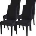 SearchI Dining Room Chair Covers Set of 4, Stretch Jacquard Parsons Chair Slipcovers Removable Washable Kitchen Chair Protector Cover for Dining Room, Hotel, Ceremony (Black Rhombus)