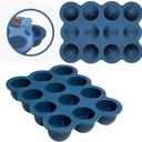 Baby Food Storage 12 x 1.5OZ Silicone Freezer Tray with Lid, Food Grade Silicone Containers for Purees & Vegetables Midnight Blue