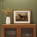 ARPEOTCY Vintage Gold Framed Horse Wall Art, Bedroom Bathroom Living Room Classic Horse Picture Wall Decor, Canvas Prints, Antique Picture Frame Rustic Paintings Home Farmhouse Decor, 13x16 Inch