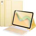 AHYWTAN Keyboard Case for iPad 10th Gen 2022 10.9’’, iPad 10th Generation Case with Keyboard, Keyboard for iPad10th Gen with Pencil Holder, Detachable Bluetooth Keyboard Case for iPad10.9 2022(Yellow)