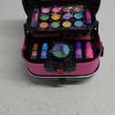Hollyhi 58 Pcs Kids Makeup Kit for Girl, Princess Toys Real Washable Cosmetic Set with Mirror, Kids Makeup Sets for Girls, Play Make Up Birthday Gifts for 3 4 5 6 7 8 9 10 11 12 Years Old Kid (Rose) (Rose and Black)