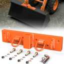 Universal Tractor Bucket Grab Hooks 2" Receiver, 3/8" Bolt On Grab Hooks with 1/2" Forged Tie Down D Rings for Tractor Buckets with Back Steel Plate(Orange)
