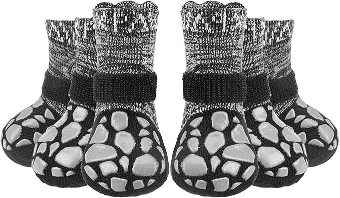 EXPAWLORER Anti Slip Dog Socks to Prevent Licking Paws,Winter Dog Boots & Paw Protectors,Dog Booties for Hardwood Floors with Grippers,Dog Shoes for Hot/Cold Pavement Medium 