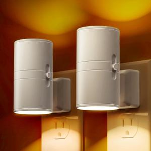 L LOHAS LED Night Light, Amber Night Light, Dimmable Night Light with Light Sensor, Soft Night Light, Yellow Night Light, Sleep Light for Kids, Warm Night Light for Bedroom, Bathroom, Hallway, 2 Pack