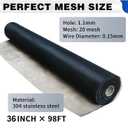 304 Stainless Steel Black Window Screen Mesh Roll, 36 inch x 98 ft Window Screen Mesh, Stainless Steel Wire Mesh Screen for Door Porch Patio
