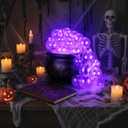 35 Pcs Halloween Bubbling Cauldron DIY with 1 Witch Cauldron 30 Ball Ornaments 1 Lights String 1 Spells Book 1 Bag Cotton 1 Glue for Kitchen Indoor Outdoor Party Decoration