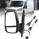 Driver Side Mirror,Mirror Assembly Compatible With 2015-2025 Ford Transit 150 250 350 350 HD,Transit Tow Power Glass,Towing Without Signal Light Non Heated,Black(Short Arm), Left Driver Side