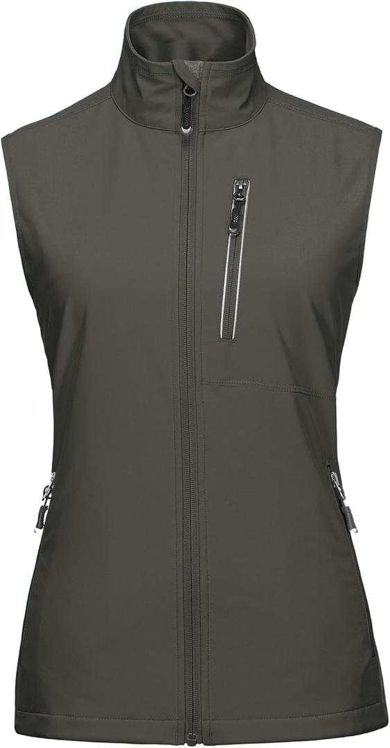 33,000ft Women's Lightweight Running Vest Outerwear with Pockets, Windproof Sleeveless Jacket for Golf Hiking Travel XXL