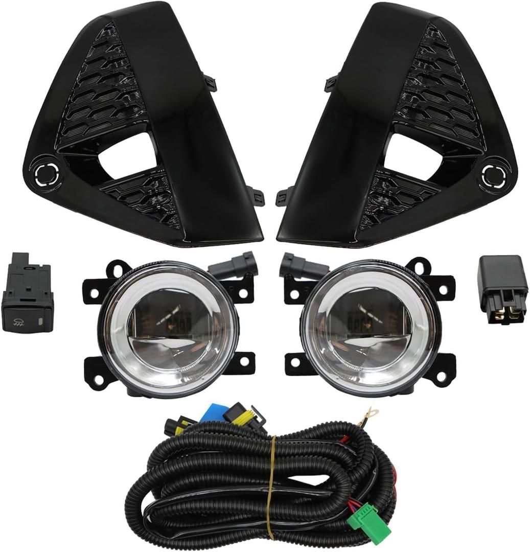 Pair Fog Light Assembly Compatible with Murano 2019 2020 2021 | Bumper Fog Lamp w/Switch+Bezel+Wires Left & Right NI1038165 NI1039165 622569UF0A 622569UF1A Driver and Passenger Side