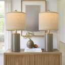 20.25" Small Table Lamps Set of 2 Modern Ceramic Lamps for Living Room Farmhouse Bedside Lamps Boho Lamps for Night Stands Grey Bedroom Lamp Side End Table Lamps (Gray)