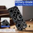 OOK for iPhone 16 Pro Max Case with Screen Protector, Cute Cow Print Design with Adjustable Finger Strap Kickstand Full Body Protection for Women Men Phone Cover-Black