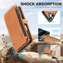 TUCCH Removable Crossbody Case Wallet for iPhone 17 (6.3-inch) 2025, Wireless Charging, RFID Blocking 9 Card Slots, Lanyard, Wrist Strap, Zipper Pocket, PU Leather, Stand Magnetic Cover, Light Brown