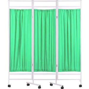 6 ft Tall Rolling Medical Privacy Screen on Wheels, Folding Portable Room Divider, Temporary Partition Wall Panels for Office, Beauty Salon, and Hospital (3 Panel-Green)