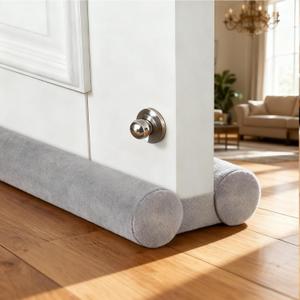 Superior Velvet Under Door Draft Stopper, 30'' to 36'' Adjustable Door Gap Filler, Double-Sided Windproof Seal, Easy-Install, Blocks Noise, Cold, Light, Dust & More (Gray)