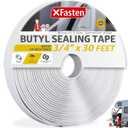 XFasten Butyl Sealing Tape, White, 1/8-In x 3/4-In x 30-Foot Plumbers Putty Tape, RV and Boat Sealant