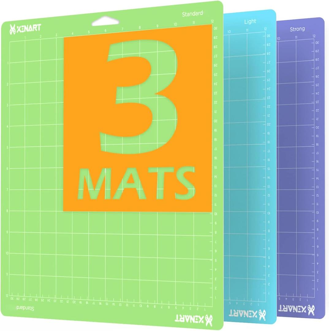 Cutting Mats for Cricut Maker 3,Explore 3,Maker,air 2,12x12 inch Standard+Light+Strong Grip 3 Mats Xinart 12x12" Variety Adhesive Replacement Cut Mats for Cricut