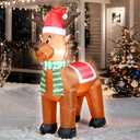 TRMESIA 4 FT Inflatable Christmas Reindeer Indoor Outdoor Decoration,LED Lights for Garden Yard Lawn Decor for Xmas Blow up Decor, with Classic Santa Hat and Blue White Scarf