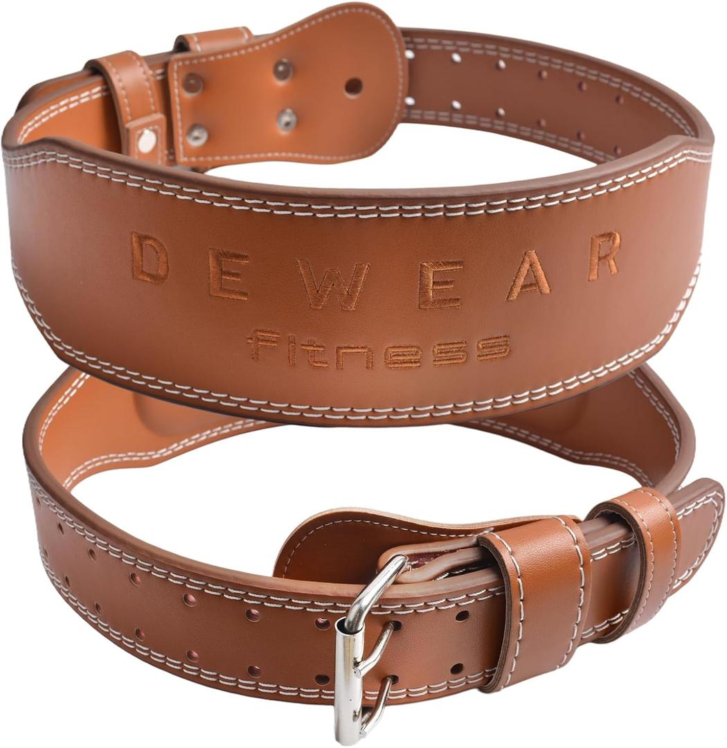 Genuine Leather Weight Lifting Belt, 4& 6 Padded Lumbar Back Support, 10 Adjustable Holes, Gym Weight Belt Ideal for Deadlift, Powerlifting, Bodybuilding and Squat (XL (37"-40"), 4-Inch Brown)