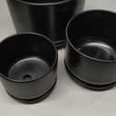Ton Sin Plant Pots, 4.1+5.1+6.5 inch, Set of 3, Ceramic Planters with Drainage Hole and Saucer, Indoor Flower Pot Gifts for MomMatte Black