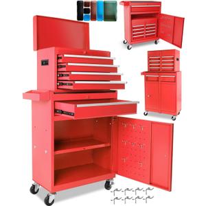 5-Drawer Steel Tool Chest with wheels and drawers, 2-in-1 Heavy Duty Rolling Tool Cabinet with Detachable Storage Box, Lockable Wheels & Anti-Slip Liners, Adjustable Shelf for Garage, Workshop