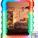 Wavy LED Mirror 18"x 24"Wave Mirror - Irregular Wall Mounted Decorative Mirror for Living Room or Bedroom, Great for Present and Room Décor, 18x24
