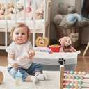 Small Woven Baskets for Organizing Rope Storage Basket with Handle Cute Cotton Basket for Nursery Gift Dog Toy Storage Bins for Toy Organizer Grey-white