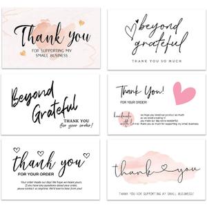 300PCS Thank You For Supporting My Business Cards, 6 Styles-2" x 3.5" Small Customer Appreciation Card for Shop, Online Retailers, Business Supplies and Local Stores (White)