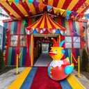 1Pcs 4.6 Feet Giant Inflatable Duck Outdoor Decorations,Huge Blow Up Yard Yellow Duck with Red Blue Clown Cloth Duck Pool Float for Summer Beach Pool Carnival Birthday Party Garden Decor (1Pack)