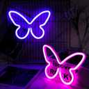 Riakrum 2 Pcs Butterfly Neon Signs LED Light 3AA Battery Powered USB Operated Wall Neon Light Decor Butterfly Wall Art for Christmas Home Bedroom Birthday Party Decor(Pink, Blue)