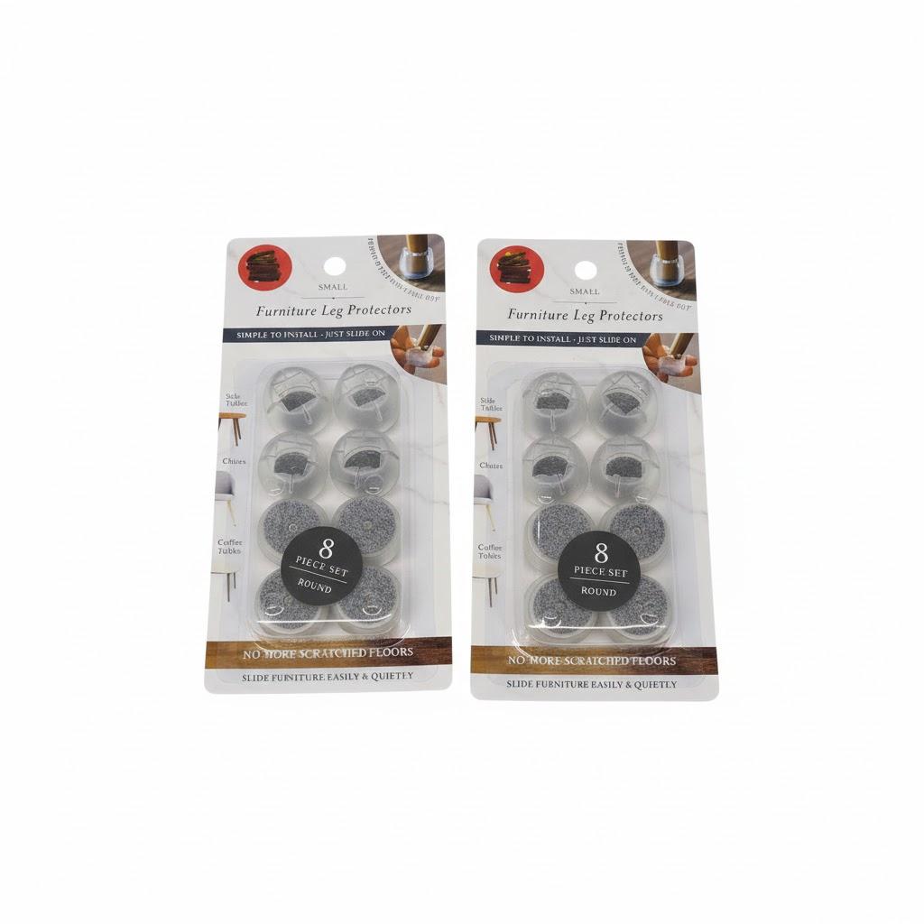 8pc Small Round Chair Leg Protector Grey 2 set