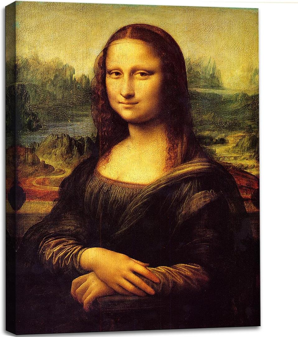 Mona Lisa by Leonardo DaVinci Canvas Wall Art Classic Painting Reproduction Vintage Artwork Print Framed Art for Wall Decor 24"x36"