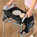 Tray for Walkers for Seniors with Cup Holder - Walker Accessories w/Pockets, Cup Holder & Non Slip Mat for FoodMobility Trays Fits Most Standard Folding Walkers, Removable & Easy Assembly (RIGHT-HANDED)