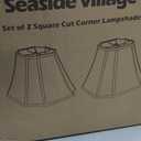 Square Cut Corner Bell Lamp Shades Set of 2, 6.5" x 13"x 10.5" Medium Beige Lampshades Natural Linen Hand Crafted, Include 2 Pack Lamp Harps, Suitable for E26 and Saddle Base, Easy Assembly Required
