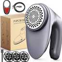POPCHOSE Fabric Shaver for Clothing, Electric Lint Remover Sweater Shaver to Remove Pilling, Depiller for Clothes, Furniture, Couch, Fuzz with 6-Leaf Blades Extra, Electrostatic Brush (Gray)