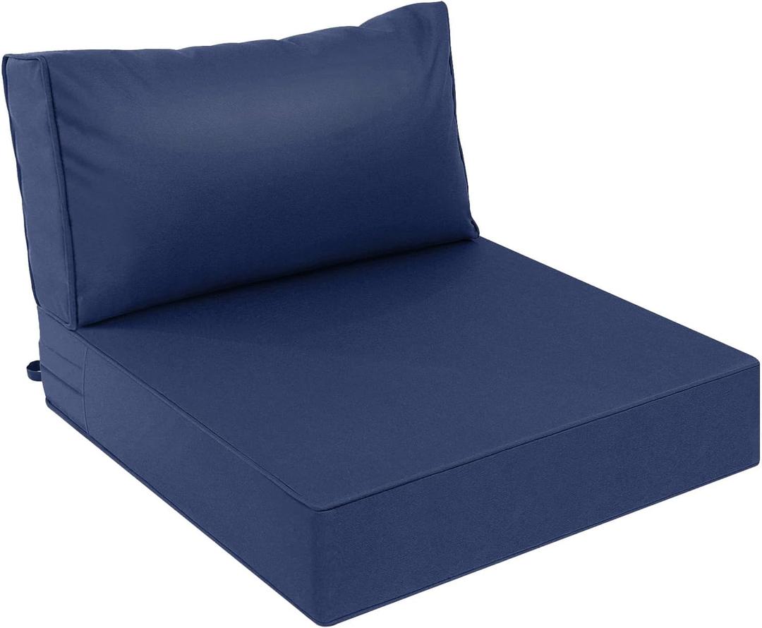 AAAAAcessories Outdoor Deep Seat Cushions, Waterproof, Fade-Resistant Patio Furniture Replacement Cushions, 23.5" x 25.5" x 5" + 23.5" x 13.5", Navy Blue