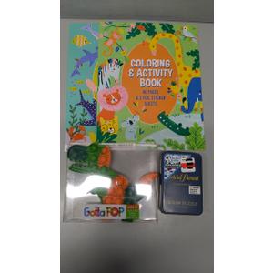 Activity/Coloring Book - Jungle Design 40 Pages2 Foil Sticker Sheets Pack of 2 + Push & Pop Bubble Fidget Sensory Toy + Hasbro Gaming Jigsaw Puzzles 8"×8"