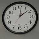 Bernhard Products Black Wall Clock Silent Non Ticking, 12 Inch Quality Quartz Battery Operated Round Easy to Read Home/Office/Kitchen/Classroom/School Clock Sweep Movement, Blac