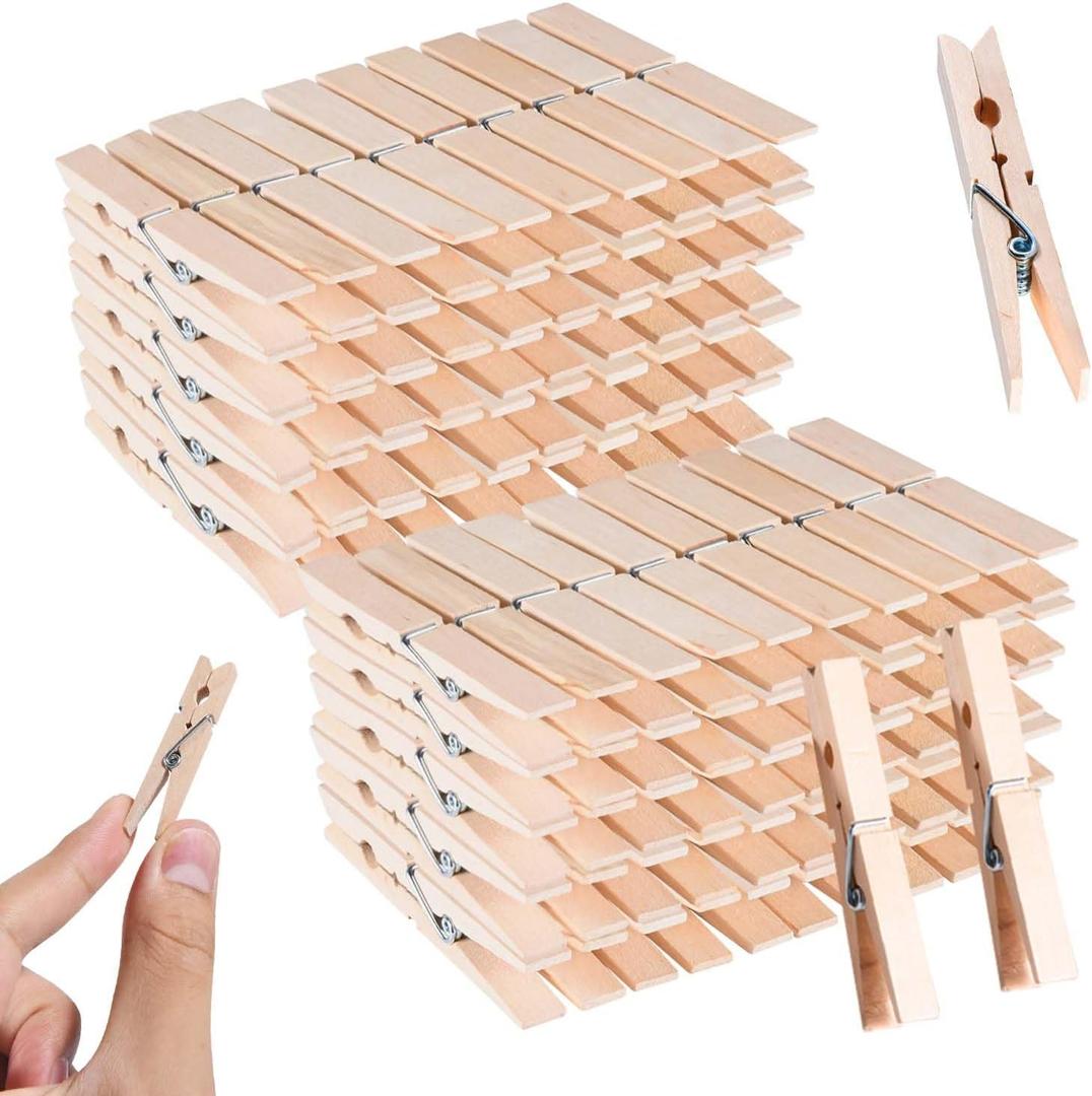 SenseYo 100 Pcs 1.9 Inch Wooden Clothespins Clips for Hanging Clothes, Craft, Home
