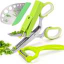 VIBIRIT Herb Scissor, Leaf Stripper, Stainless Steel 5 Blade Kitchen Scissors,Peelers for Kitchen,for Chopping Chive, Vegetables, Salad,Collard Greens, Parsley, Rosemary As Christmas gifts