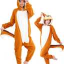 Unisex Adult Onesie Pajamas, Polar Fleece Cosplay Animal One Piece Halloween Costume Pajamas Homewear (3-4T, Squirrel)